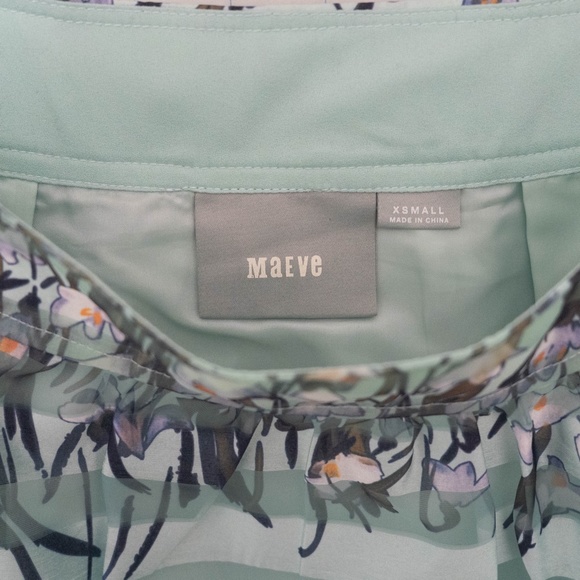 Anthropologie Maeve Floral Mint Striped Skirt - NWT - Picture 5 of 9